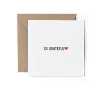 1 x Greeting Card - So Grateful Love Heart Thank You Appreciation Simple Minimal Gift #71091