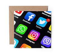 1 x Greeting Card Social Media Screen Apps Phone - Blank Birthday Celebration Anniversary #16089