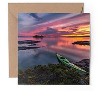 1 x Greeting Card - Sunset Kayak Lake Ontario Canada - Blank Birthday Celebration Anniversary #53455