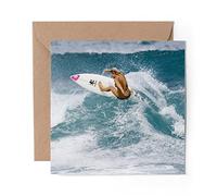 1 x Greeting Card Surfing Girl Wave Surfer Surf Ocean Sea - Blank Birthday Celebration Anniversary #8085