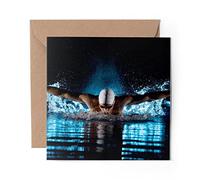 1 x Greeting Card Swimming Athlete Olympics Pool Swim - Blank Birthday Celebration Anniversary #24281