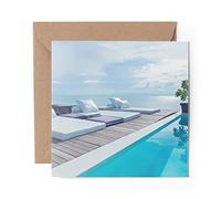 1 x Greeting Card Swimming Pool Holiday Beach - Blank Birthday Celebration Anniversary #45635
