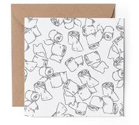 1 x Greeting Card - Toilet Paper Rolls Pattern Joke Funny - Blank Birthday Celebration Anniversary #53485