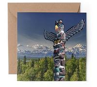 1 x Greeting Card - Totem Pole Alaska USA America - Blank Birthday Celebration Anniversary #53492