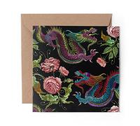 1 x Greeting Card Traditional Chinese Dragon Print - Blank Birthday Celebration Anniversary #14443