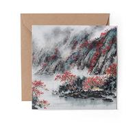 1 x Greeting Card Traditional Chinese Painting Art Oriental - Blank Birthday Celebration Anniversary #24321