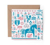 1 x Greeting Card Traditional Swedish Dala Horse - Blank Birthday Celebration Anniversary #12363
