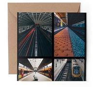1 x Greeting Card - Train Enthusiast Tracks Station - Blank Birthday Celebration Anniversary #63318