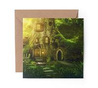 1 x Greeting Card Tree House Fairy Pixie Fantasy Art - Blank Birthday Celebration Anniversary #14078