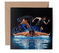 1 x Greeting Card - Triathlon Training Running Swimming Cycling - Blank Birthday Celebration Anniversary #53496