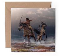 1 x Greeting Card - Two Native American Warriors History USA - Blank Birthday Celebration Anniversary #53506