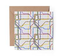 1 x Greeting Card Underground Train Map Trains - Blank Birthday Celebration Anniversary #8183