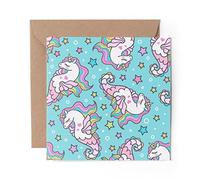 1 x Greeting Card Unicorn Seahorse Pattern Kids Girls - Blank Birthday Celebration Anniversary #46393