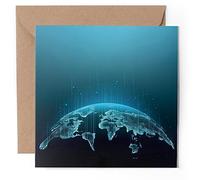 1 x Greeting Card - Vintage Map of the World Geography Maps - Blank Birthday Celebration Anniversary #170362
