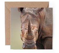 1 x Greeting Card - White Rhinoceros Rhino South Africa - Blank Birthday Celebration Anniversary #63342