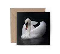 1 x Greeting Card - White Swan Bird Portrait Birthday Elegant Wedding Engagement Gift #71049