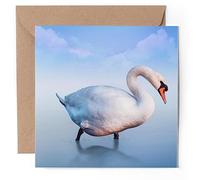 1 x Greeting Card - White Swan Lake Majestic Bird - Blank Birthday Celebration Anniversary #52457