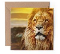 1 x Greeting Card - Wild Lion Africa Mount Kilimanjaro - Blank Birthday Celebration Anniversary #52475