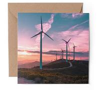 1 x Greeting Card - Wind Turbines Renewable Green Energy - Blank Birthday Celebration Anniversary #53578