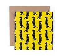 1 x Greeting Card Yellow Meerkat Pattern Wild Animal - Blank Birthday Celebration Anniversary #46505