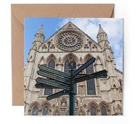 1 x Greeting Card - York Minster Sign Post England - Blank Birthday Celebration Anniversary #52556