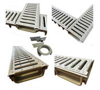 1 X Grey Ultra Low Profile Shallow Flow Drain Plastic Grating 50mm Deep X 1M Length X 125mm Width Drainage Channel