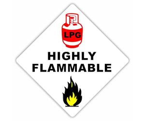 1 x H17E Sticker Highly Flammable LPG Gas On Board External Self Adhesive Liquid Petroleum Propane Butane Health and Safety Sign Caravan Camper Van Car Campervan Boat BBQ Locker 100mm