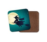 1 x Halloween Wicked Witch Coaster - Broom Full Moon Spooky Kids #16738