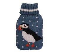 1 x Hand Warmer Pocket-Size With Knitted Cover Cute Designs (Blue Puffin)