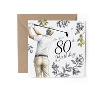 1 x Happy 80th Birthday Greeting Card - Golf Golfer Sport Men Dad #73998