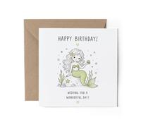 1 x Happy Birthday Mermaid Greeting Card - Ocean Sea Life Fantasy #74180