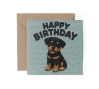 1 x Happy Birthday Rottweiler Greeting Card - Cute Puppy Dog Lover #74087