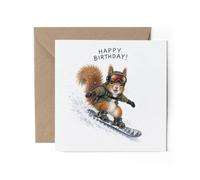 1 x Happy Birthday Snowboard Squirrel Greeting Card - Fun Snow Sport #73736