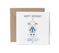 1 x Happy Birthday Uncle Greeting Card - Cute Sheep Birthday Gift #47043