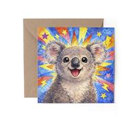 1 x Happy Koala Bear Pop Art Greeting Card - Comic Book Birthday Thank You Best Friend Anniversary #71529