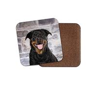 1 x Happy Rottweiler Coaster - Dog Puppy Cute Mum Dad Uncle Auntie Fun #14348