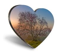 1 x Heart Coaster - Autumn Rowan Tree Landscape Cork Backed MDF Glossy Tea Coffee Accessory #50151