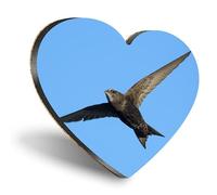 1 x Heart Coaster - Common Swift Bird Wild Nature Cork Backed MDF Glossy Tea Coffee Accessory #52735