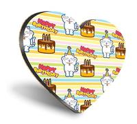 1 x Heart Coaster - Happy Birthday Lucky Cat Chinese Japanese Cork Backed MDF Glossy Tea Coffee Accessory #170275
