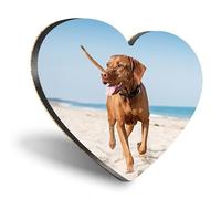 1 x Heart Coaster - Hungarian Vizsla Dog Beach Walk Cork Backed MDF Glossy Tea Coffee Accessory #51204