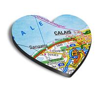 1 x Heart MDF Magnets - Calais City France French Travel Map 44504