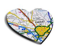 1 x Heart MDF Magnets - Cholet Commune France French Travel Map 44592