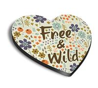 1 x Heart MDF Magnets - Free & Wild Meadow Flowers 3285