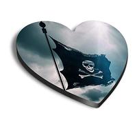1 x Heart MDF Magnets - Jolly Roger Pirate Flag 14537