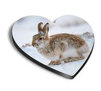 1 x Heart MDF Magnets - Mountain Hare Cairngorms Scotland Rabbit 45796