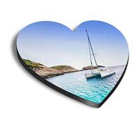 1 x Heart MDF Magnets - Sailing Boat Catamaran Corsica Island 24131
