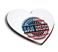 1 x Heart MDF Magnets - San Diego USA American Flag Stamp 6051