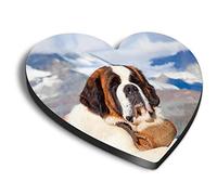 1 x Heart MDF Magnets - St Bernard Mountain Rescue Dog 12731