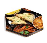 1 x Hexagon Coaster - Indian Food Curry Rice Samosa Cork Backed MDF Glossy Tea Coffee Accessory #63171