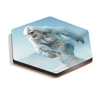 1 x Hexagon Coaster - Yeti Abominable Snowman Monster Snow Cork Backed MDF Glossy Tea Coffee Accessory #53592